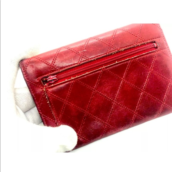 Chanel Lambskin Deep Red Wallet, dust bag and box - Picture 8 of 10